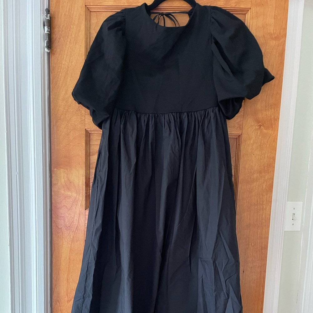COS Puff-Sleeve Midi Dress, Black, XS